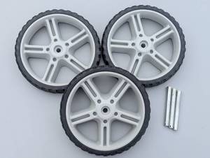lot 86 image: Set of 3 Plastic Wheels - Lawn Mower or Cart Replacement