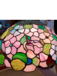 lot 7 image: Tiffany Style Stained Glass Floral Lamp