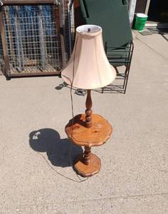 lot 59 image: Pine Turned Lamp Table Combination
