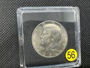 lot 56 image: 1964-D  90% Silver BU Kennedy Half Dollar --  Great Mint Luster