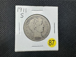 lot 87 image: 1911-S Barber Half Dollar