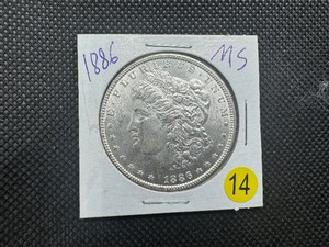 lot 14 image: 1886 Morgan Silver Dollar Marked MS When Purchased