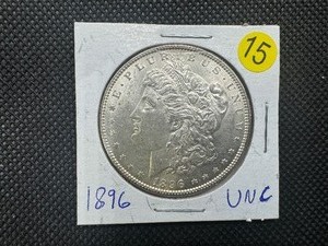 lot 15 image: 1896 Morgan Silver Dollar Marked UNC When Purchased