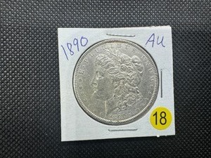 lot 18 image: 1890 Morgan Silver Dollar Marked AU When Purchased