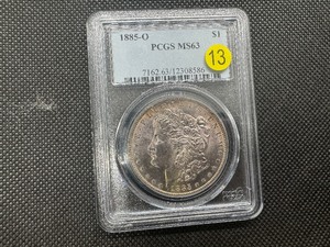 lot 13 image: 1885-O Morgan Silver Dollar NGC MS63