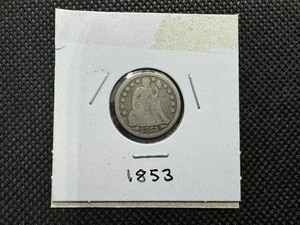 lot 91 image: 1853 Seated Liberty Dime