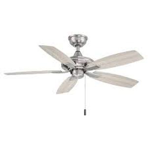 lot 19 image: Hampton Bay Gazebo III 42 in. IndoorOutdoor Wet Rated Brushed Nickel Ceiling Fan     Customer Returns See Pictures