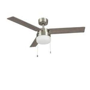 lot 29 image: Hampton Bay Montgomery II 44 in. Indoor Brushed Nickel Ceiling Fan with Light Kit    Customer Returns See Pictures