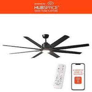 Home Decorators Collection Kensgrove II 72 in. Smart Indoor/Outdoor Matte Black Ceiling Fan with Remote Included Powered by Hubspace Customer Returns See Pictures