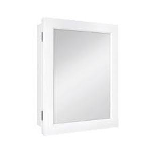 lot 10 image: Glacier Bay 15-14 in. W x 19-38 in. H Rectangular Framed Recessed or Surface-Mount Bathroom Medicine Cabinet with Mirror, White Customer Returns See Pictures