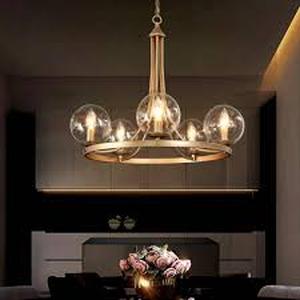 Uolfin Modern Gold Chandelier Pendant Light 5-Light Wagon Wheel Dining Room Chandelier with Seed Glass Shades Customer Returns See Pictures