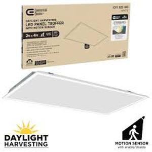 lot 36 image: Lot of Commercial Electric 2 ft. x 4 ft. Daylight Harvesting LED Panel Light Troffer w Motion Sensor Adjustable CCT Lumens Watts 120-277V Dimmable  Customer Returns See Pictures