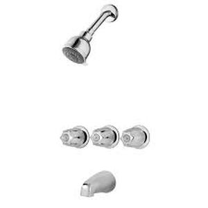 lot 19 image: Pfister Bedford Triple Handle 3-Spray Tub and Shower Faucet 1.8 GPM in Polished Chrome (Valve Included) Customer Returns See Pictures