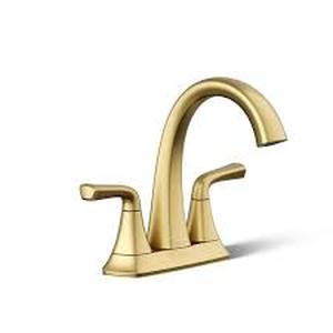 lot 22 image: KOHLER Sundae 4 in. Centerset 2-Handles Bathroom Faucet in Vibrant Brushed Moderne Brass   Customer Returns See Pictures