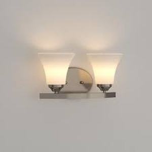 lot 24 image: Progress Lighting Adorn Collection 2-Light Brushed Nickel Etched Glass Traditional Bath Vanity Light    Customer Returns See Pictures