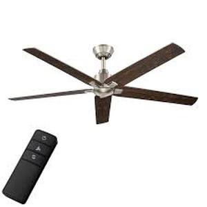 lot 40 image: Hampton Bay Bellmore 56 in. Indoor Brushed Nickel Ceiling Fan with DC Motor and Remote Control Included   Customer Returns See Pictures