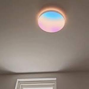 lot 42 image: LIFX 15 in. White Indoor Selectable LED Flush Mount Multi-Color Smart Wi-Fi Ceiling Light, Works AlexaHey GoogleHomeKit  Customer Returns See Pictures