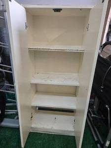 lot 29 image: White Wooden box with 3 shelves (USED). Dimension52L x23W x 12H