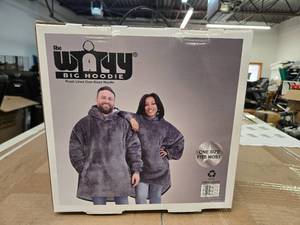 lot 78 image: The Wayy  Unisex Big Hoodie, Plush Lined Over-Sized Hoodie, One-Size Fits Most (Gray)