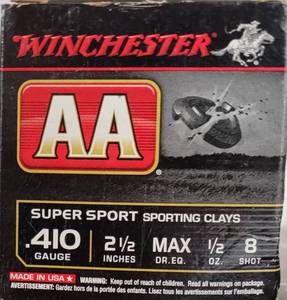 lot 75 image: Winchester Sporting Clays AA .410 Guage Ammunition - 3 boxes