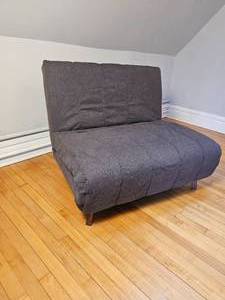 lot 91 image: Charcoal Grey Folding Futon