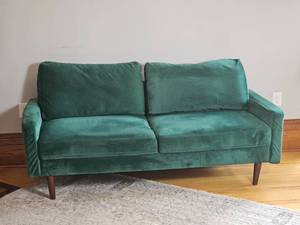 lot 63 image: Emerald Green Ikea Low Profile Sofa