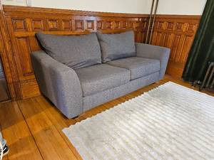 lot 89 image: Contemporary Grey Plush Sofa