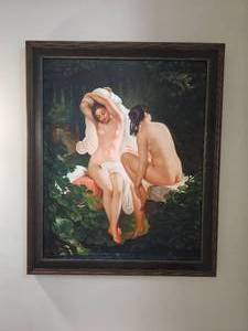 lot 19 image: Reproduction Painting of Bathing Girls by August Riedel
