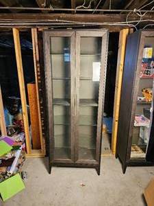 lot 64 image: Charcoal Grey Ikea Glass Front Cabinet A
