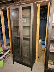 lot 65 image: Charcoal Grey Ikea Glass Front Cabinet B