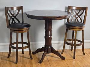 lot 22 image: Warm Contemporary Wood High-Top Seating Set