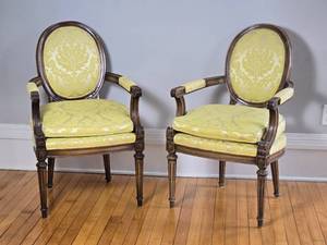 lot 7 image: Vintage Mahogany Restoration Salon Armchair Pair