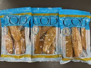 J - Set of 3 1LB Bags of Wild Caught Cod Fillets
