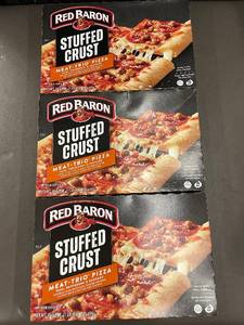 A - 3 Pack Red Baron Stuffed Crust Meat-Trio Pizza, 24.66 oz Each