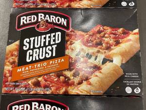 A - 3 Pack Red Baron Stuffed Crust Meat-Trio Pizza, 24.66 oz Each