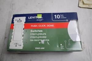 lot 12 image: 10 Pack of Leviton Decora Edge Rocker Light Switches 15A 120277V