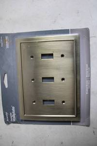 lot 97 image: Brushed Bronze Triple Toggle Light Switch Wall Plate