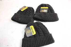 lot 123 image: Set of 3 Firm Grip Black Knit Beanies