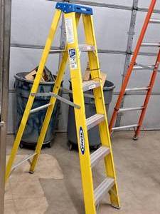 lot 449 image: Werner 250-lbs 6 Non-Conductive Fiberglass Step Ladder