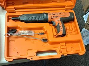 lot 408 image: Ramset Cobra Powder Actuated Fastener for Wood Framing with Accessories and Plastic Carry Case