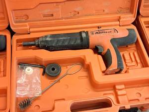 lot 410 image: Ramset Cobra Powder Actuated Fastener for Wood Framing with Accessories and Plastic Carry Case