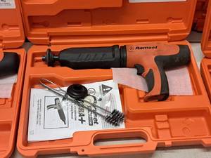 lot 414 image: Ramset Cobra Powder Actuated Fastener for Wood Framing with Operators Manual, Accessories and Plastic Carry Case