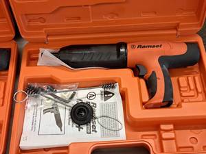 lot 417 image: Ramset Cobra Powder Actuated Fastener for Wood Framing with Operators Manual, Accessories and Plastic Carry Case