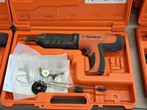 lot 419 image: Ramset Cobra Powder Actuated Fastener for Wood Framing with Operators Manual, Accessories and Plastic Carry Case