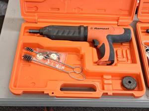 lot 421 image: Ramset Cobra Powder Actuated Fastener for Wood Framing with Accessories and Plastic Carry Case