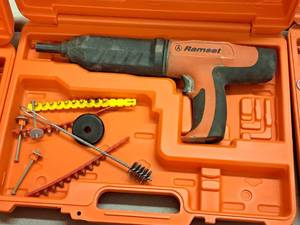 lot 426 image: Ramset Cobra Powder Actuated Fastener for Wood Framing with Accessories and Plastic Carry Case
