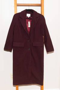 A New Day Women's XS Faux Wool Burgundy Topcoat - New With Tags