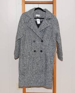 Universal Thread Women's XS Double Breasted Cocoon Overcoat - Black, New with Tags