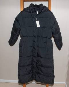 A New Day Medium Water Resistant Black Hooded Full Length Puffer - New with Tags