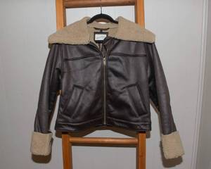 Universal Thread Medium Brown Faux Leather Bomber Jacket - New With Tags